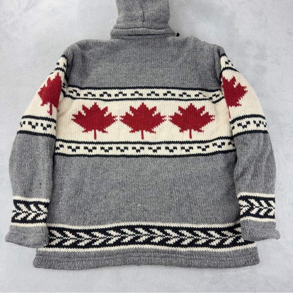 VTG Ark Imports Men's Size XXL 100% New Zealand Wool Cowichan Maple Leaf Jacket - Picture 13 of 16
